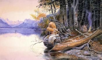 Charles Marion Russell : Indian Camp Lake McDonald